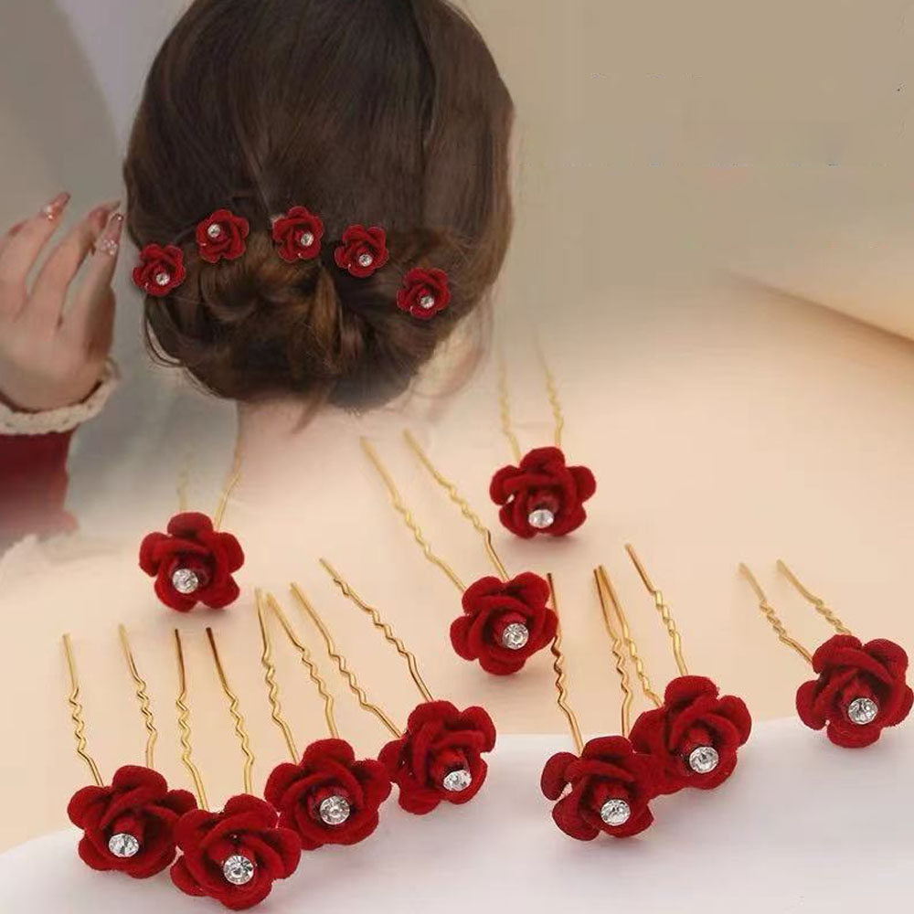 Supply Florist - 10 Buah Aksesori Rambut Mawar Jepit