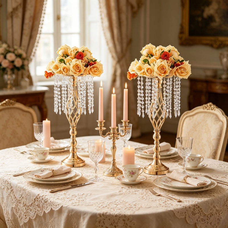 Vas Bunga Kristal Emas Tinggi  - Florist Supply Vases ulasan dan harga