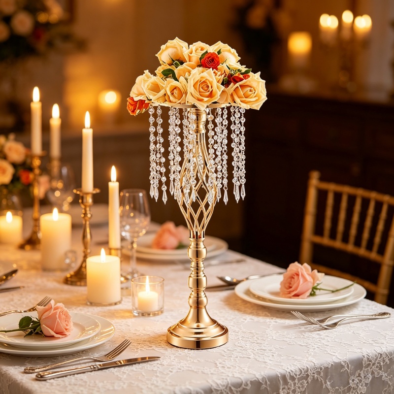 Vas Bunga Kristal Emas Tinggi  - Florist Supply Vases ulasan dan harga